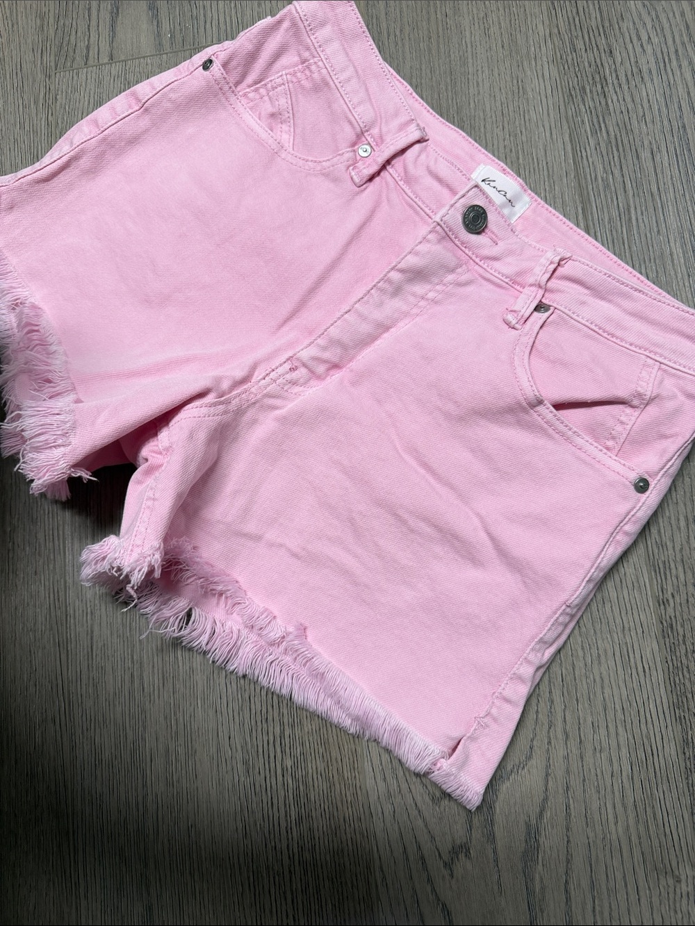 KanCan Light Pink Frayed Hem Denim Shorts - Picture 4 of 12